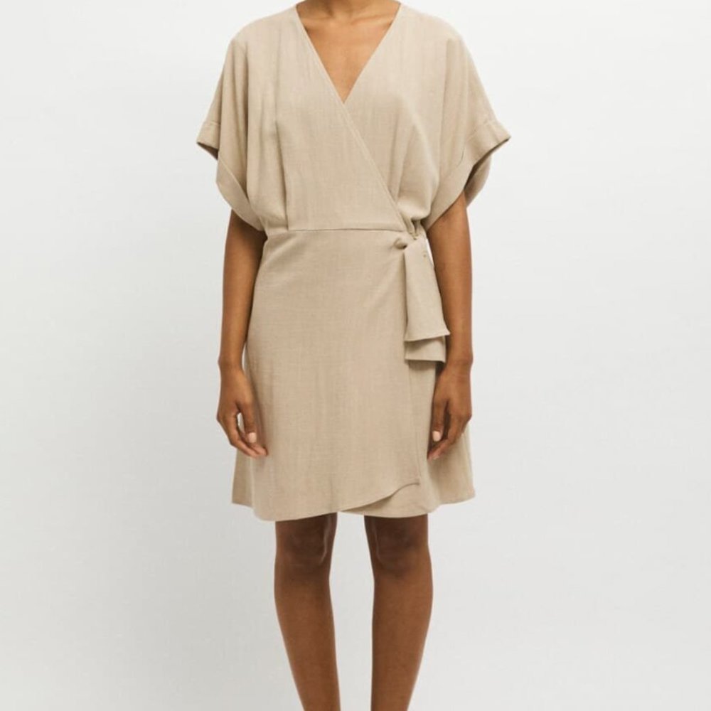 Rita Row Angela Short Kimono Dress, beige, size L